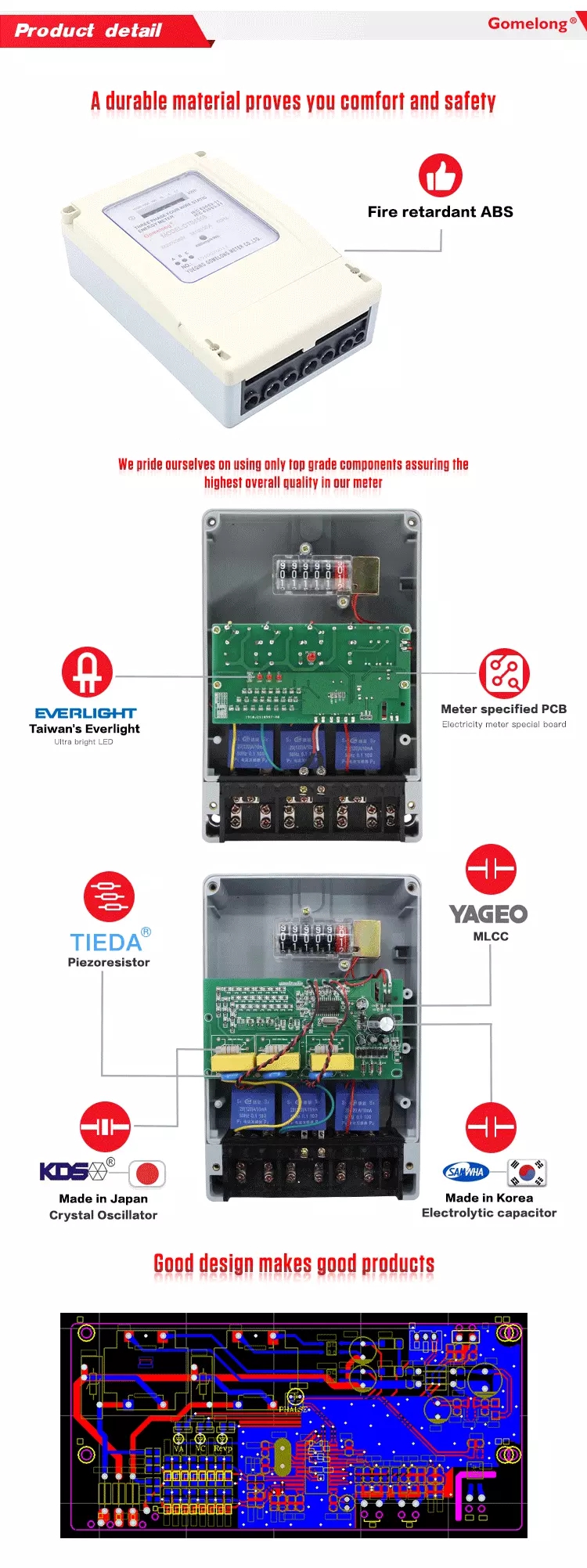 Three Phase 4 Wire Digital Kwh Energy Meter